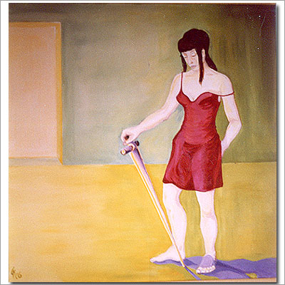Frau mit Schwert - Acryl auf Leinwand 100 x 100 cm